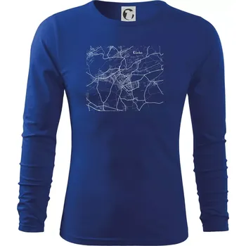 Pánská móda Černobílá mapa Kladno - Triko s dlouhým rukávem FIT-T long sleeve - S ( Královská modrá )