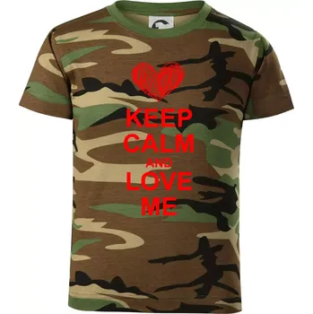 Chlapecké tričko Keep calm and love me - Dětské maskáčové triko - 146 cm/10 let ( Hnědý maskáč )