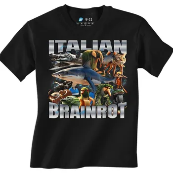 Chlapecké tričko Dětské tričko Italský Brainrot Elita šílenství (Velikost: 7-8, Barva: Černá)