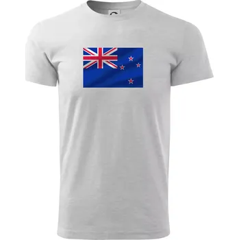Pánské tričko Nový Zéland Vlajka obdélník - Triko extra velké (5-8XL) - 8XL ( Světlešedý Melír )