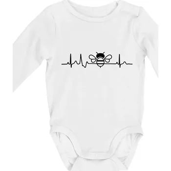 EKG včela - Body kojenecké s dlouhým rukávem - Dlouhý r. 3-6 měs ( Bílá )