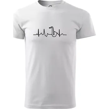 Saxofon ekg - Triko extra velké (5-8XL) - 7XL ( Bílá )