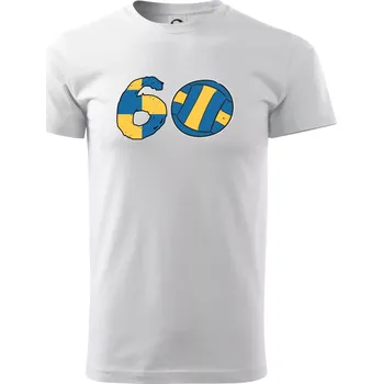 Pánské tričko Volejbal kulaté narozeniny 60 - Triko extra velké (5-8XL) - 8XL ( Bílá )