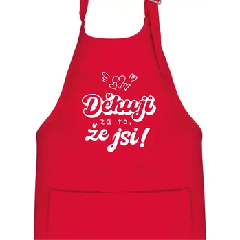 Kuchyňská zástěra Psací děkuji za to, že jsi - Dětská zástěra na vaření - Univerzální velikost ( Červená )