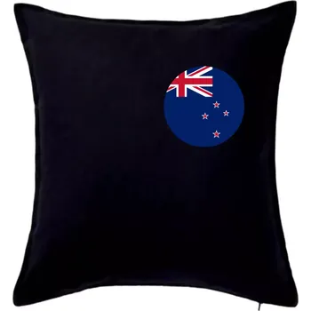 Polštář Nový Zéland - Vlajka kulatá prso - Polštář 50x50 - 50x50 - Pouze potah ( Černá )