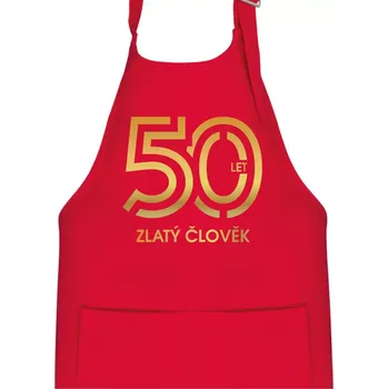 Kuchyňská zástěra 50 let zlatý člověk - Dětská zástěra na vaření - Univerzální velikost ( Červená )