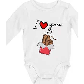 I love you and chocolate - Body kojenecké s dlouhým rukávem - Dlouhý r. do 3 měs ( Bílá )