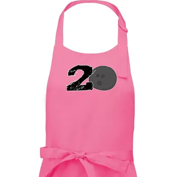 Kuchyňská zástěra Bowling kulaté narozeniny 20 - Pánská zástěra na vaření - Univerzální velikost ( Růžová )