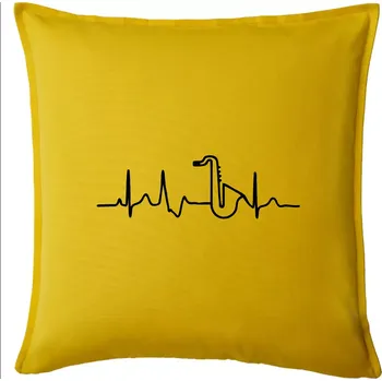 Polštář Saxofon ekg - Polštář 50x50 - 50x50 - Pouze potah ( Žlutá )