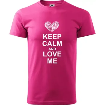 Pánská móda Keep calm and love me - Klasické pánské triko vyšší gramáže - M ( Purpurová )