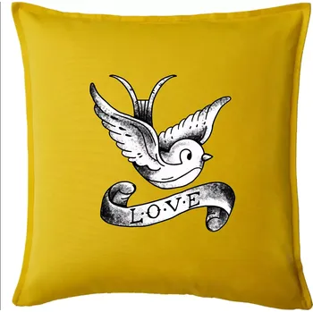Polštář Love holubice - kreslená - Polštář 50x50 - 50x50 - Pouze potah ( Žlutá )