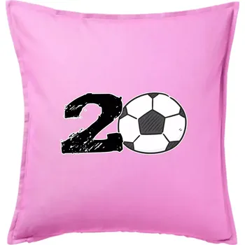 Polštář Fotbal kulaté narozeniny 20 - Polštář 50x50 - 50x50 - Pouze potah ( Růžová )