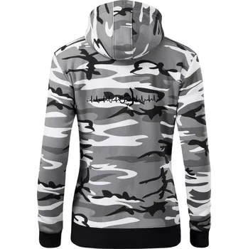 Dámská mikina Potápěč EKG - Dámská mikina trendy zipper s kapucí - L ( Šedý maskáč )