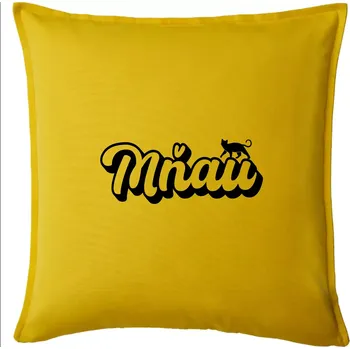 Polštář Mňau nápis - Polštář 50x50 - 50x50 - Pouze potah ( Žlutá )