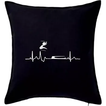 Polštář EKG skok do dálky - Polštář 50x50 - 50x50 - Pouze potah ( Černá )
