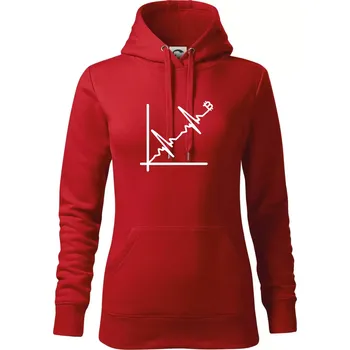 Dámská mikina EKG graf bitcoin - Mikina dámská Cape s kapucí - XL ( Červená )