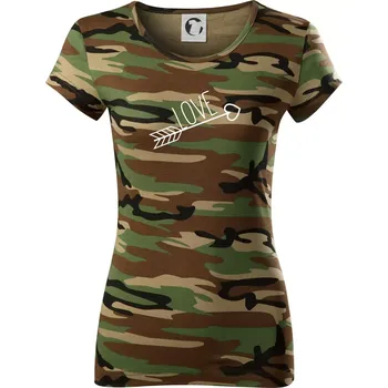 Dámské tričko Love šíp - Dámské maskáčové triko - 2XL ( Hnědý maskáč )