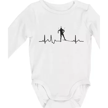 EKG biatlon - Body kojenecké s dlouhým rukávem - Dlouhý r. do 3 měs ( Bílá )