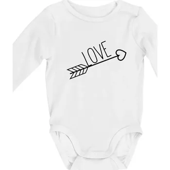 Kojenecké oblečení Love šíp - Body kojenecké s dlouhým rukávem - Dlouhý r. 3-6 měs ( Bílá )