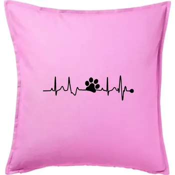 Polštář Ekg psí tlapka - Polštář 50x50 - 50x50 - Pouze potah ( Růžová )
