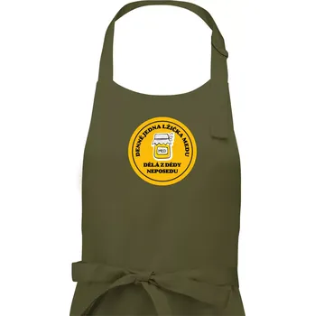 Kuchyňská zástěra Děda neposeda med - Pánská zástěra na vaření - Univerzální velikost ( Khaki )