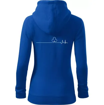 Dámská mikina Poker EKG žaludy trefy - Dámská mikina trendy zipper s kapucí - L ( Královská modrá )