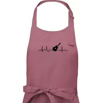 Kuchyňská zástěra EKG akustická kytara - Dámská zástěra na vaření - Univerzální velikost ( Starorůžová )