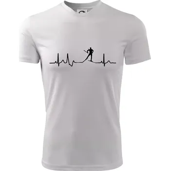 Ekg běžkař - Dětské triko sportovní (dresovina) - 158 cm/12 let ( Bílá )