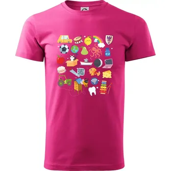 Obrázková abeceda - Klasické pánské triko vyšší gramáže - XS ( Purpurová )