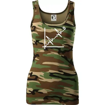 Dámské tričko EKG graf bitcoin - Dámské Maskáčové tílko - S ( Hnědý maskáč )