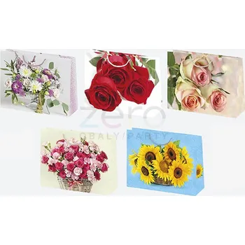 Dárková taška Taška papírová dárková 38x29x10 cm (lak) - kytice (mix)