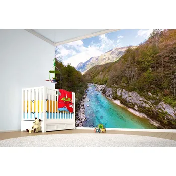 Fototapeta DIMEX | Samolepicí vliesová fototapeta na zeď Řeka Soča, Slovinsko MA-5-3100 | 375 x 250 cm | zelená, modrá, bílá + Samolepicí vliesová fototapeta na stěnu DIMEX Řeka Soča, Slovinsko MA53100 v rozměru 375 x 250 cm