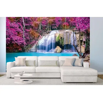 Fototapeta DIMEX | Samolepicí vliesová fototapeta na zeď Čarokrásný vodopád MA-5-3189 | 375 x 250 cm | modrá, fialová, šedá + Samolepicí vliesová fototapeta na stěnu DIMEX Čarokrásný vodopád MA53189 v rozměru 375 x 250 cm