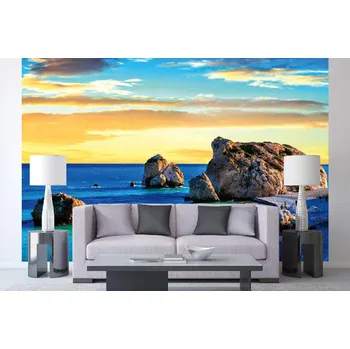 Fototapeta DIMEX | Samolepicí vliesová fototapeta na zeď Aphrodite Bay MA-5-3122 | 375 x 250 cm | modrá, žlutá, šedá + Samolepicí vliesová fototapeta na stěnu DIMEX Aphrodite Bay MA53122 v rozměru 375 x 250 cm