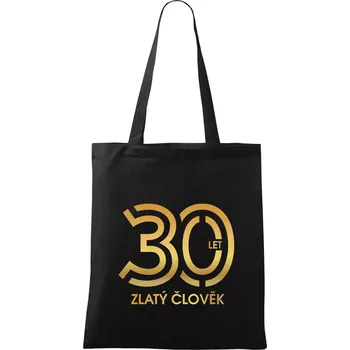 Nákupní taška 30 let zlatý člověk - Taška bavlněná - 42 x 38 cm ( Černá )