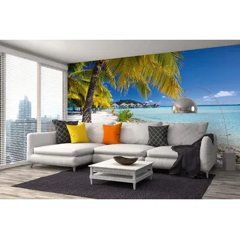 Fototapeta DIMEX | Samolepicí vliesová fototapeta na zeď Pláž na Bora Bora MA-5-3243 | 375 x 250 cm | zelená, modrá, bílá + Samolepicí vliesová fototapeta na stěnu DIMEX Pláž na Bora Bora MA53243 v rozměru 375 x 250 cm