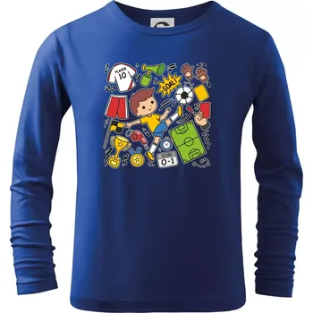 Chlapecké tričko Malý fotbalista ikony - Triko dětské Long Sleeve - 146 cm/10 let ( Královská modrá )