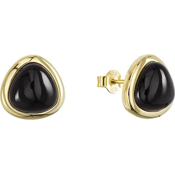 Náušnice Pozlacené náušnice trojúhelník s onyxem 11728.3