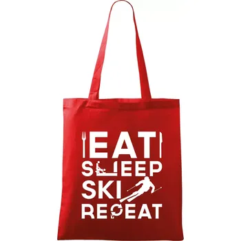 Eat sleep ski repeat - Taška bavlněná - 42 x 38 cm ( Červená )