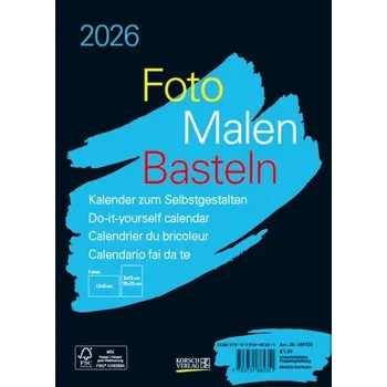 Foto-Malen-Basteln Bastelkalender A5 schwarz 2026 - Korsch Verlag