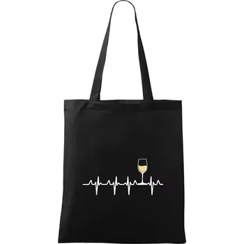 Nákupní taška Víno ekg - bílé víno - Taška bavlněná - 42 x 38 cm ( Černá )
