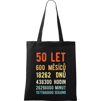 Nákupní taška Narozeniny 50 přepočet času - Taška bavlněná - 42 x 38 cm ( Černá )
