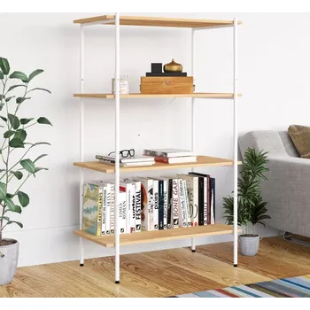 Knihovna vidaXL Policový regál se 4 policemi bílý a dub 80 x 40 x 130 cm