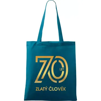 70 let zlatý člověk - Taška bavlněná - 42 x 38 cm ( Petrolejová )