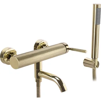 Vodovodní baterie Rea Argon, vanová baterie s ruční sprchovou soupravou, zlatá lesklá, REA-B7805