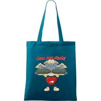 Láska hory přenáší - Taška bavlněná - 42 x 38 cm ( Petrolejová )