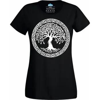 Dámské tričko Dámské tričko Keltský Strom života (Velikost: 4XL, Barva: Černá)