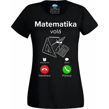Dámské tričko Dámské tričko Matematika volá Phone Call (Velikost: XXL, Barva: Černá)