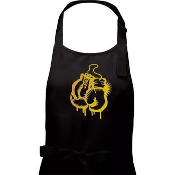 Kuchyňská zástěra Box rukavice - zlatý potisk - Pánská zástěra na vaření - Univerzální velikost ( Černá )