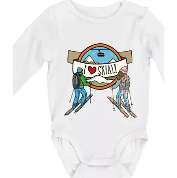 I love skialp - Body kojenecké s dlouhým rukávem - Dlouhý r. do 3 měs ( Bílá )